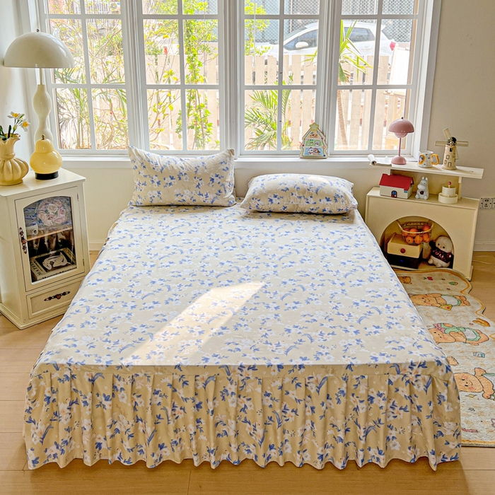 91家纺网 家纺一手货源 找家纺 （总）极梦家纺（支持定制） 2025新款印花磨毛单床裙三件套（总链接一）