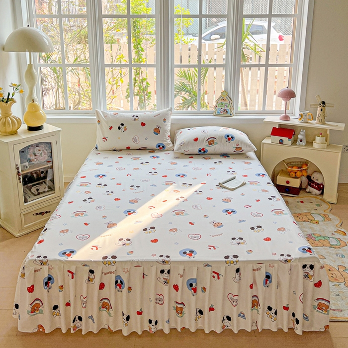 91家纺网 家纺一手货源 找家纺 （总）极梦家纺（支持定制） 2025新款印花磨毛单床裙三件套（总链接一）