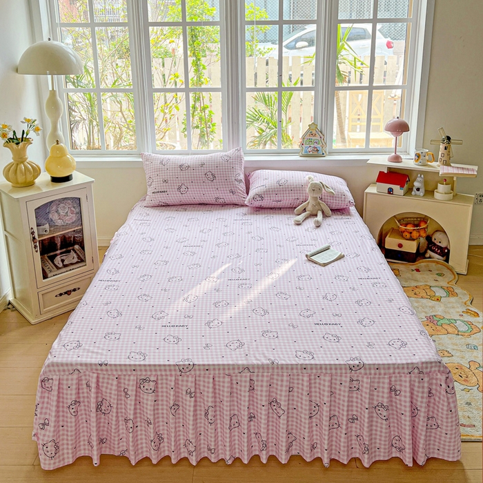 91家纺网 家纺一手货源 找家纺 （总）极梦家纺（支持定制） 2025新款印花磨毛单床裙三件套（总链接一）