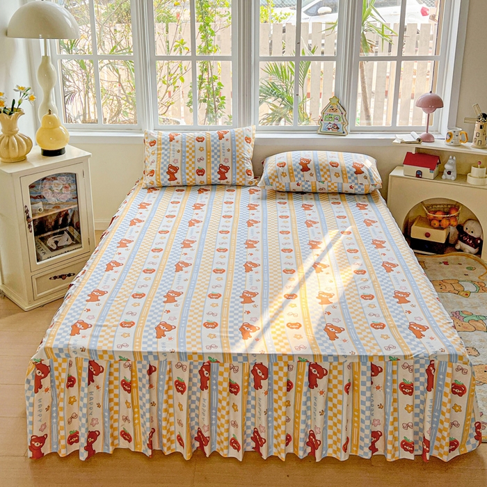 91家纺网 家纺一手货源 找家纺 （总）极梦家纺（支持定制） 2025新款印花磨毛单床裙三件套（总链接一）