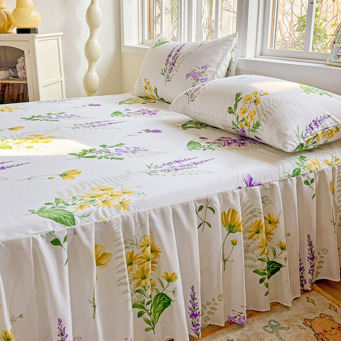 91家纺网 家纺一手货源 找家纺 极梦家纺（支持定制） 2025新款印花磨毛单床裙三件套（总链接一）花季如梦