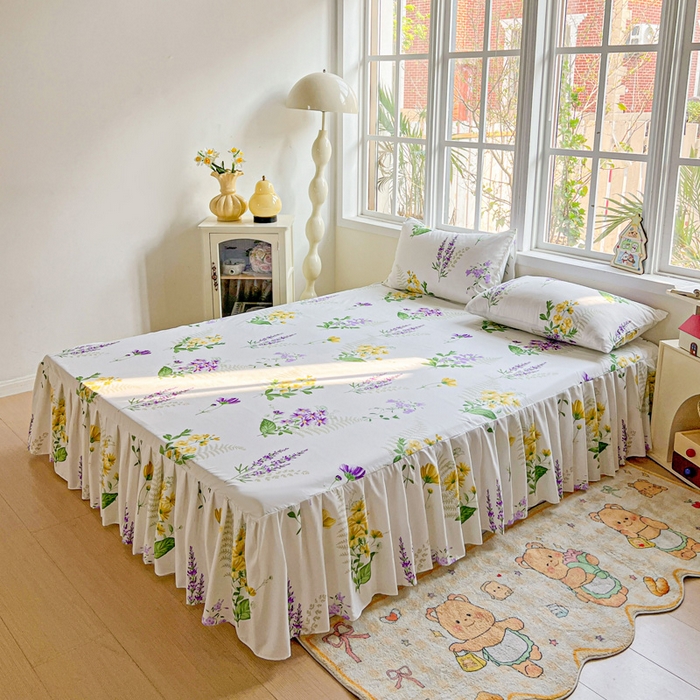 91家纺网 家纺一手货源 找家纺 极梦家纺（支持定制） 2025新款印花磨毛单床裙三件套（总链接一）花季如梦