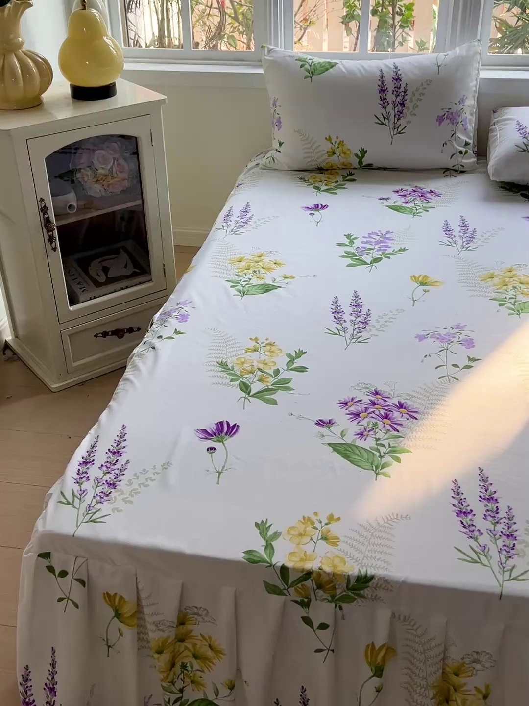 91家纺网 家纺一手货源 找家纺 极梦家纺（支持定制） 2025新款印花磨毛单床裙三件套（总链接一）花季如梦