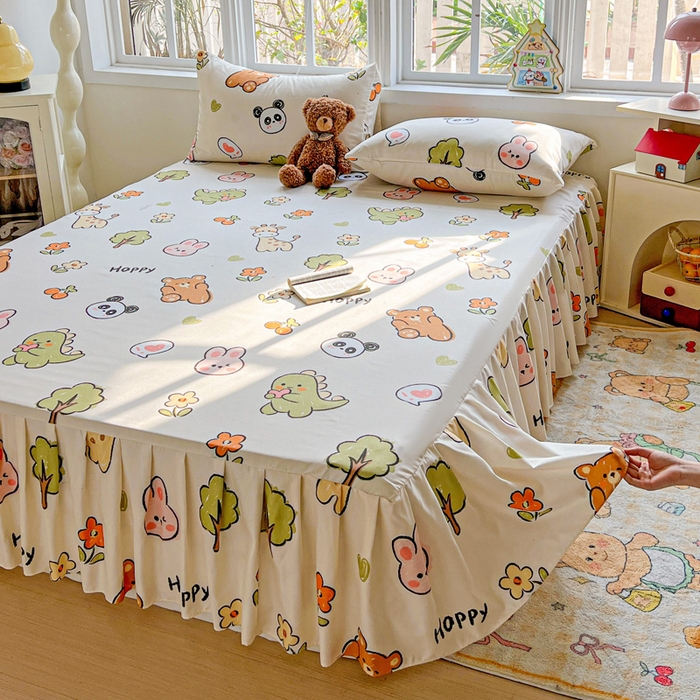 91家纺网 家纺一手货源 找家纺 极梦家纺（支持定制） 2025新款印花磨毛单床裙三件套（总链接一）欢乐派对