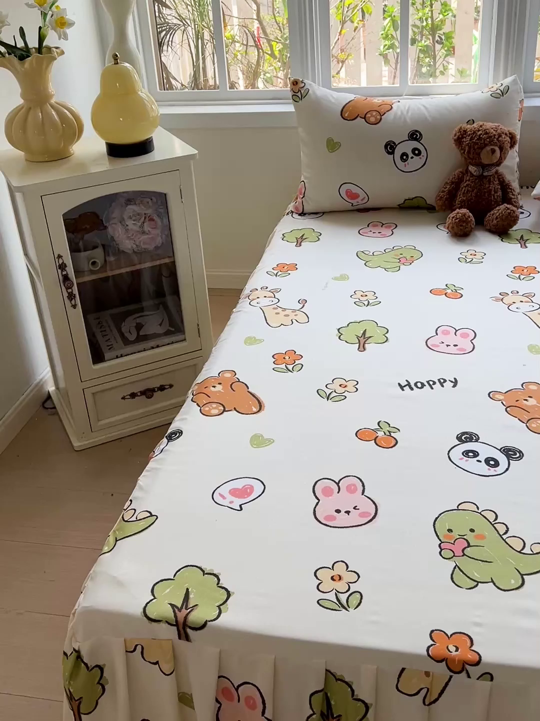 91家纺网 家纺一手货源 找家纺 极梦家纺（支持定制） 2025新款印花磨毛单床裙三件套（总链接一）欢乐派对