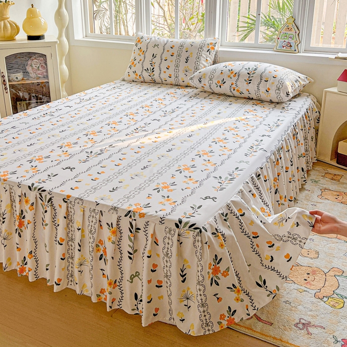 91家纺网 家纺一手货源 找家纺 极梦家纺（支持定制） 2025新款印花磨毛单床裙三件套（总链接一）迷情花海