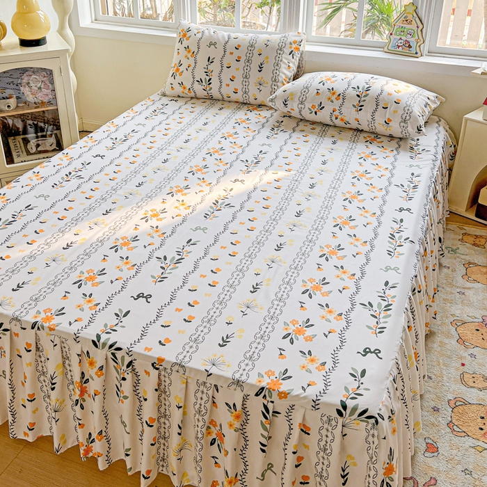 91家纺网 家纺一手货源 找家纺 极梦家纺（支持定制） 2025新款印花磨毛单床裙三件套（总链接一）迷情花海