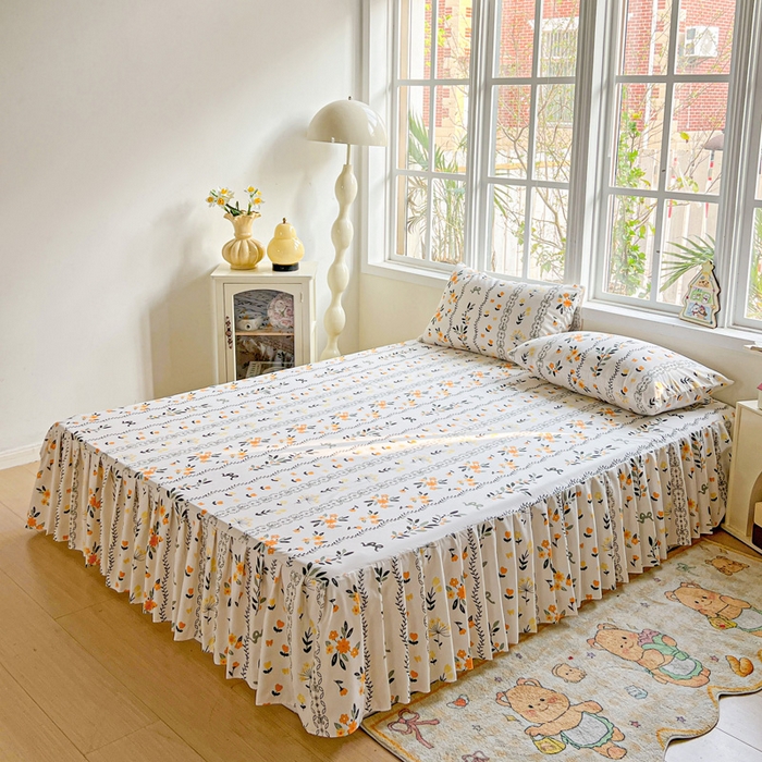 91家纺网 家纺一手货源 找家纺 极梦家纺（支持定制） 2025新款印花磨毛单床裙三件套（总链接一）迷情花海