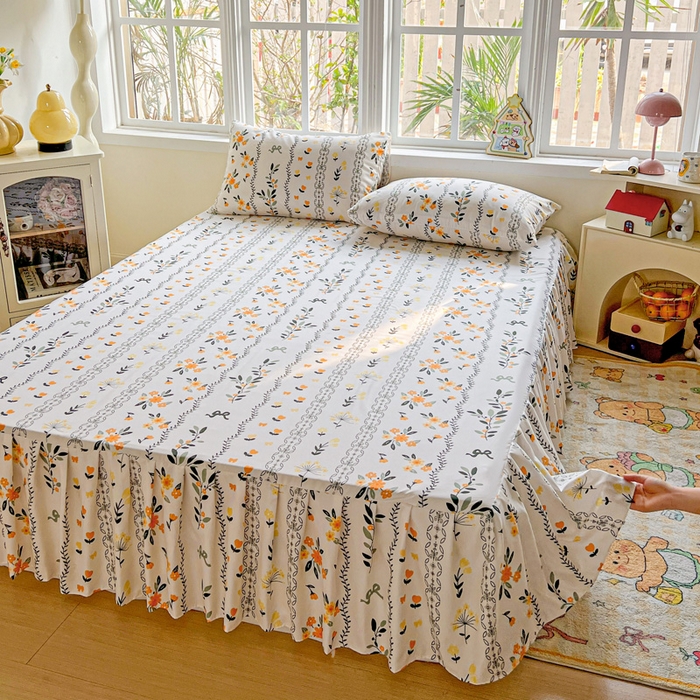 91家纺网 家纺一手货源 找家纺 极梦家纺（支持定制） 2025新款印花磨毛单床裙三件套（总链接一）迷情花海