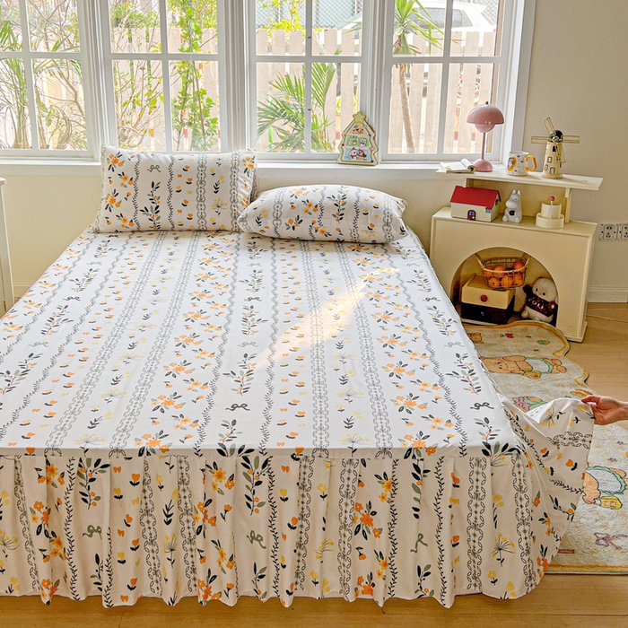 91家纺网 家纺一手货源 找家纺 极梦家纺（支持定制） 2025新款印花磨毛单床裙三件套（总链接一）迷情花海