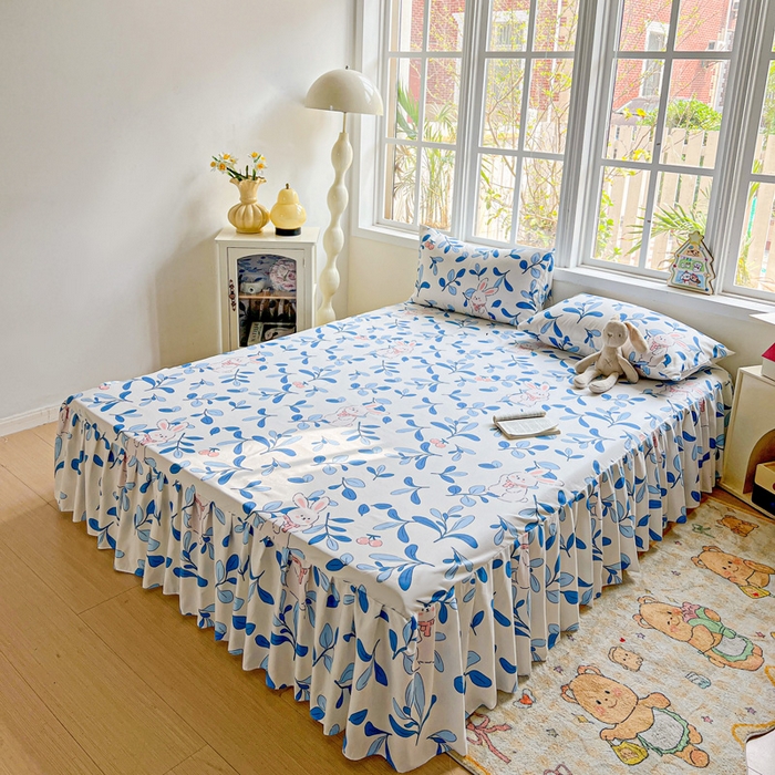 91家纺网 家纺一手货源 找家纺 极梦家纺（支持定制） 2025新款印花磨毛单床裙三件套（总链接一）米菲兔