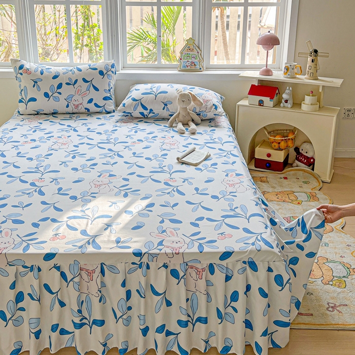 91家纺网 家纺一手货源 找家纺 极梦家纺（支持定制） 2025新款印花磨毛单床裙三件套（总链接一）米菲兔