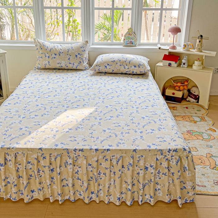 91家纺网 家纺一手货源 找家纺 极梦家纺（支持定制） 2025新款印花磨毛单床裙三件套（总链接一）四季花海