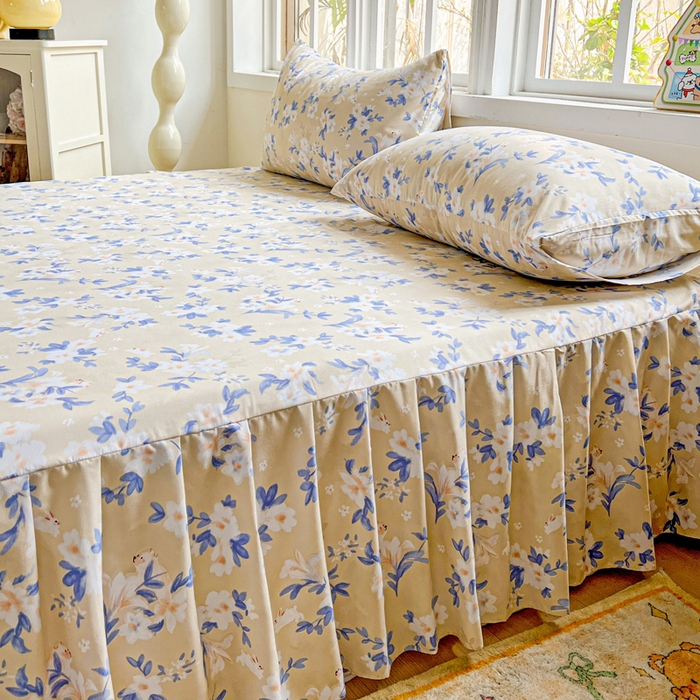 91家纺网 家纺一手货源 找家纺 极梦家纺（支持定制） 2025新款印花磨毛单床裙三件套（总链接一）四季花海