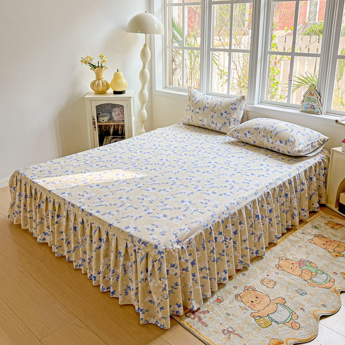 91家纺网 家纺一手货源 找家纺 极梦家纺（支持定制） 2025新款印花磨毛单床裙三件套（总链接一）四季花海