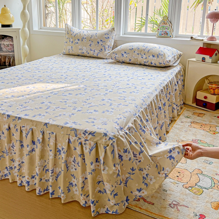 91家纺网 家纺一手货源 找家纺 极梦家纺（支持定制） 2025新款印花磨毛单床裙三件套（总链接一）四季花海