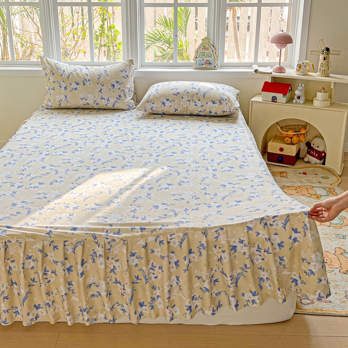 91家纺网 家纺一手货源 找家纺 极梦家纺（支持定制） 2025新款印花磨毛单床裙三件套（总链接一）四季花海