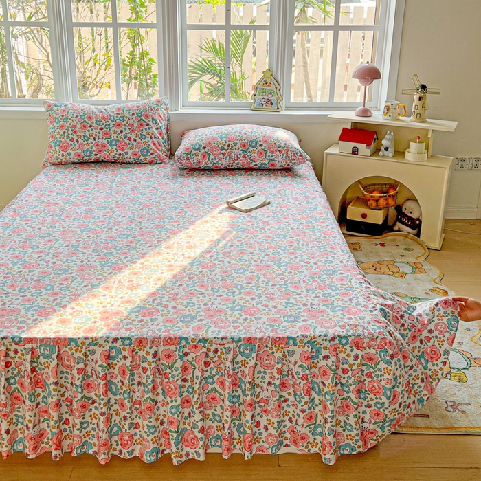 91家纺网 家纺一手货源 找家纺 极梦家纺（支持定制） 2025新款印花磨毛单床裙三件套（总链接一）万花世界