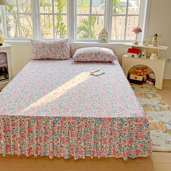 91家纺网 家纺一手货源 找家纺 极梦家纺（支持定制） 2025新款印花磨毛单床裙三件套（总链接一）万花世界