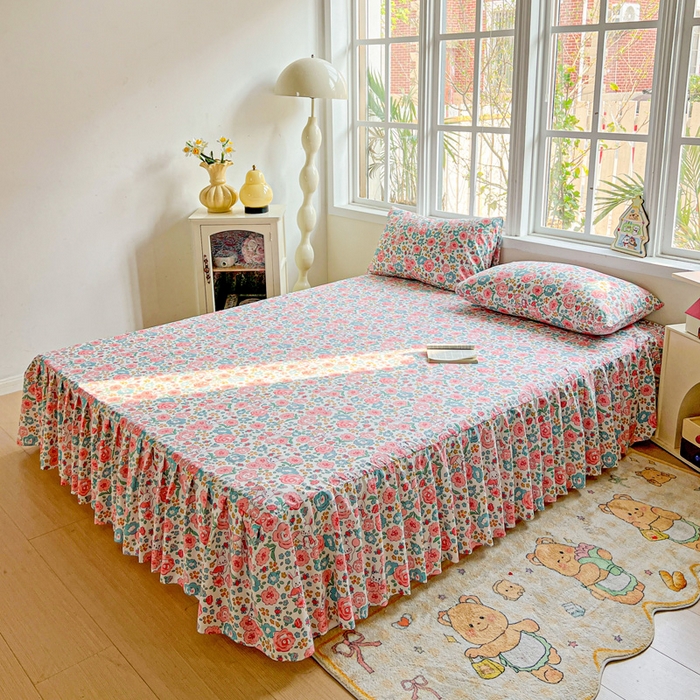 91家纺网 家纺一手货源 找家纺 极梦家纺（支持定制） 2025新款印花磨毛单床裙三件套（总链接一）万花世界