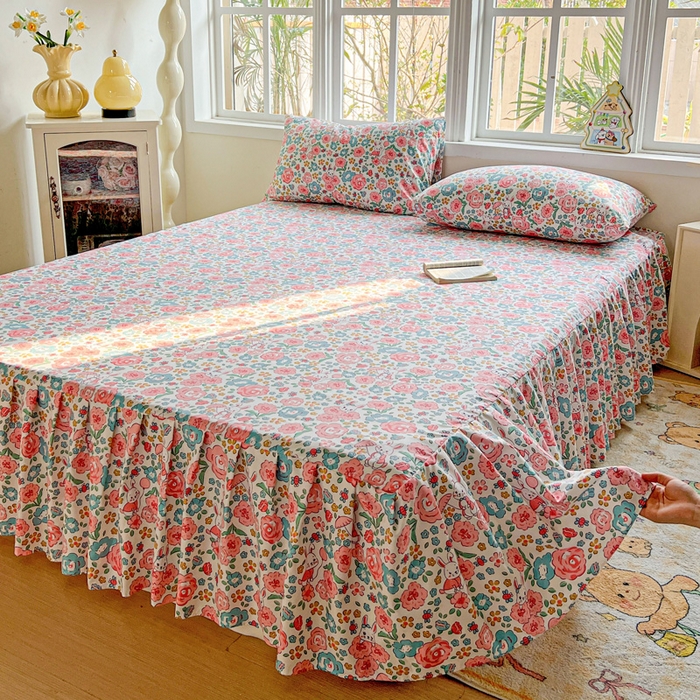 91家纺网 家纺一手货源 找家纺 极梦家纺（支持定制） 2025新款印花磨毛单床裙三件套（总链接一）万花世界