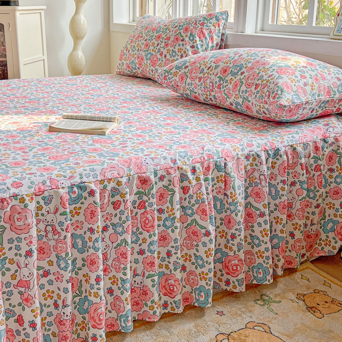 91家纺网 家纺一手货源 找家纺 极梦家纺（支持定制） 2025新款印花磨毛单床裙三件套（总链接一）万花世界