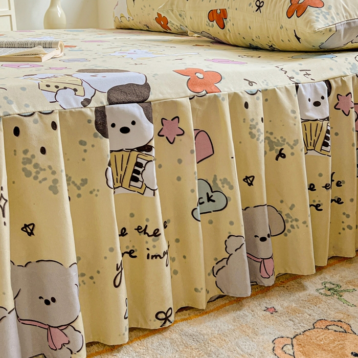 91家纺网 家纺一手货源 找家纺 极梦家纺（支持定制） 2025新款印花磨毛单床裙三件套（总链接一）无优小狗