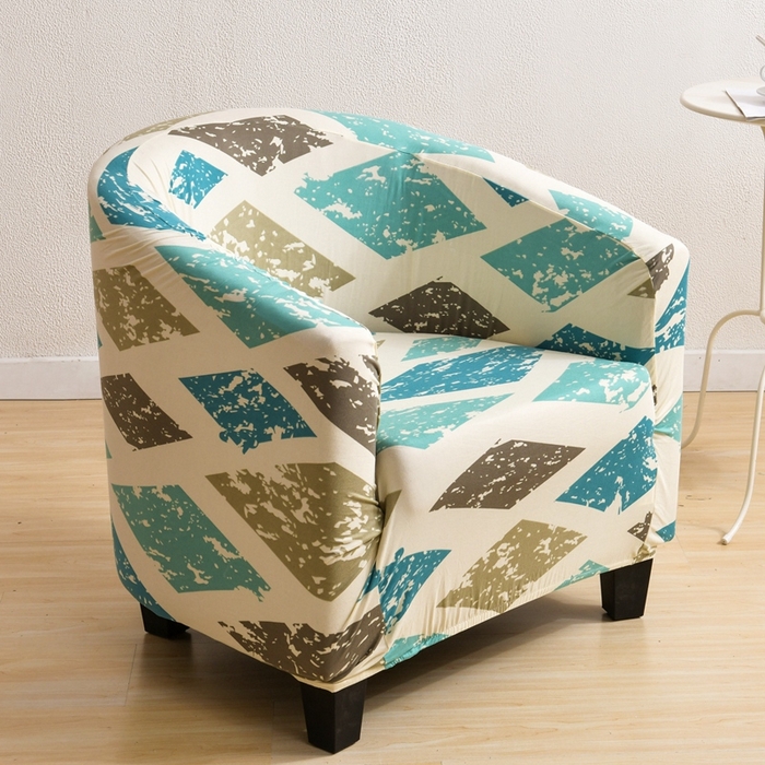 91家纺网 家纺一手货源 找家纺 （总）壹零特色家纺 弹力单人印花卡座沙发套 咖啡厅全包沙发罩 防尘半圆圈椅套