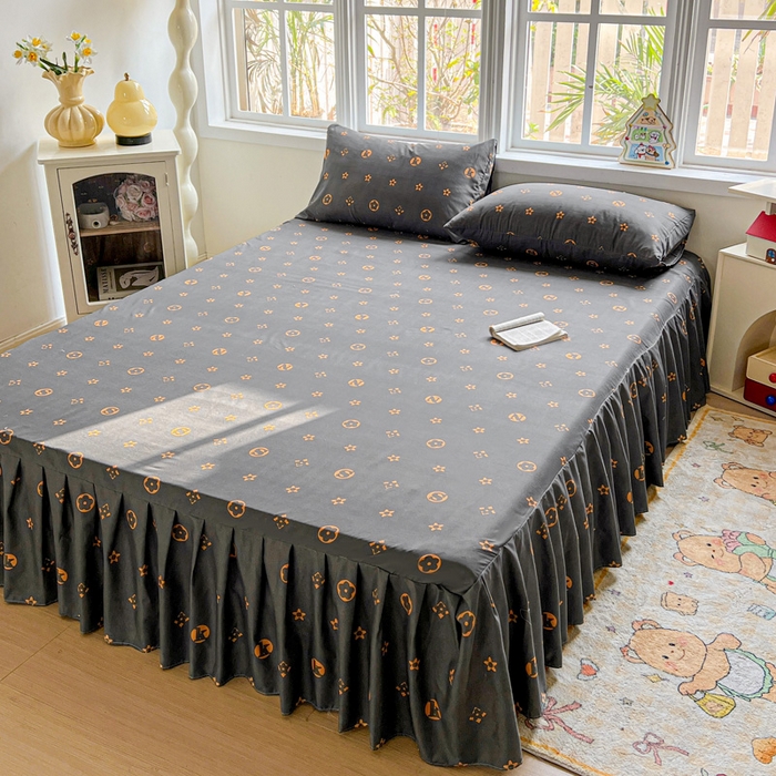 91家纺网 家纺一手货源 找家纺 极梦家纺（支持定制） 2025新款印花磨毛单床裙三件套（总链接一）小资生活