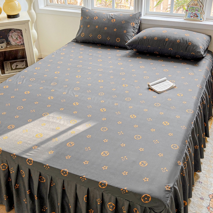 91家纺网 家纺一手货源 找家纺 极梦家纺（支持定制） 2025新款印花磨毛单床裙三件套（总链接一）小资生活