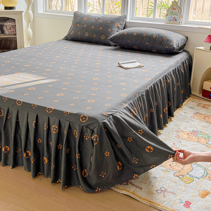 91家纺网 家纺一手货源 找家纺 极梦家纺（支持定制） 2025新款印花磨毛单床裙三件套（总链接一）小资生活