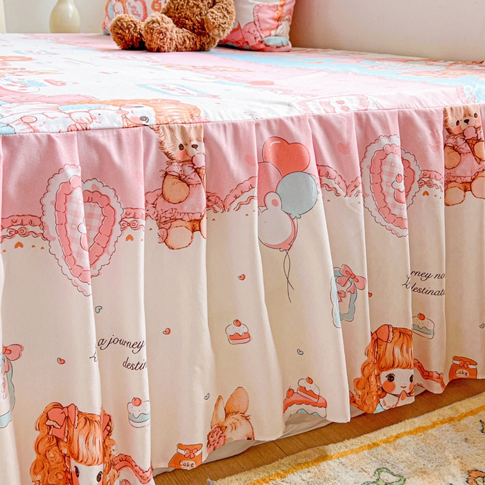 91家纺网 家纺一手货源 找家纺 极梦家纺（支持定制） 2025新款印花磨毛单床裙三件套（总链接一）心动女孩