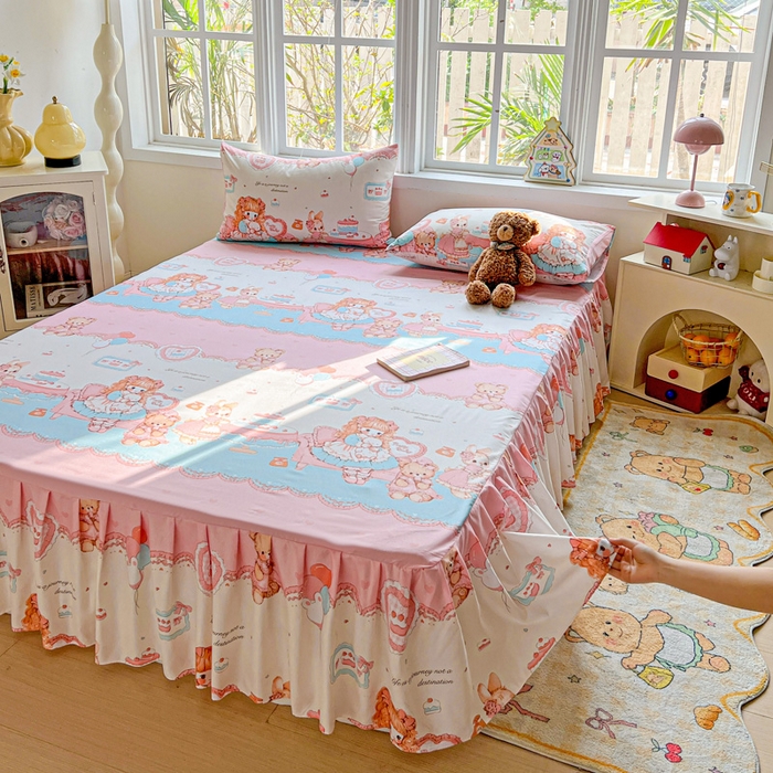 91家纺网 家纺一手货源 找家纺 极梦家纺（支持定制） 2025新款印花磨毛单床裙三件套（总链接一）心动女孩