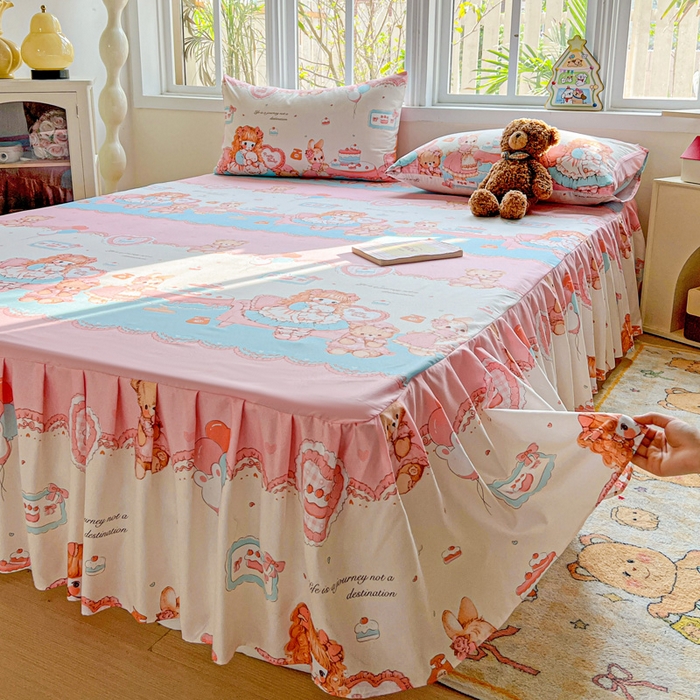 91家纺网 家纺一手货源 找家纺 极梦家纺（支持定制） 2025新款印花磨毛单床裙三件套（总链接一）心动女孩