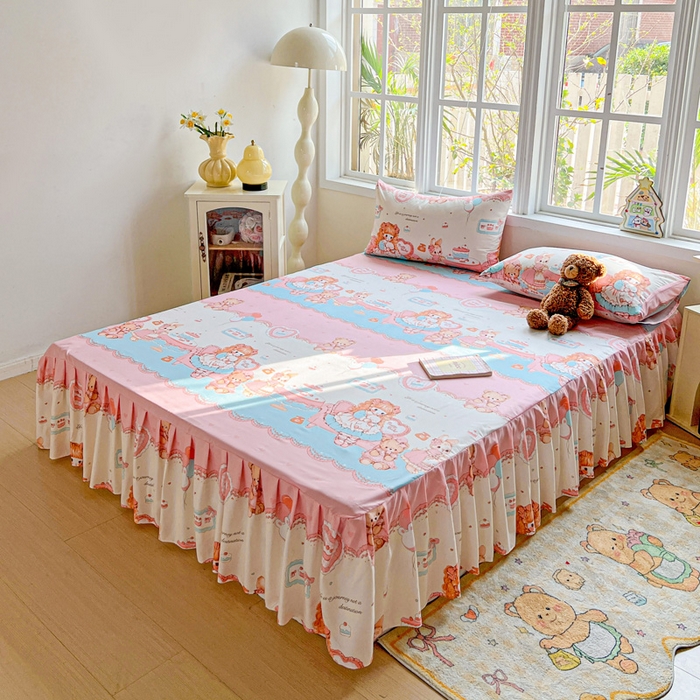 91家纺网 家纺一手货源 找家纺 极梦家纺（支持定制） 2025新款印花磨毛单床裙三件套（总链接一）心动女孩