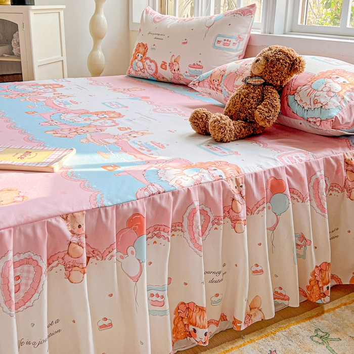 91家纺网 家纺一手货源 找家纺 极梦家纺（支持定制） 2025新款印花磨毛单床裙三件套（总链接一）心动女孩