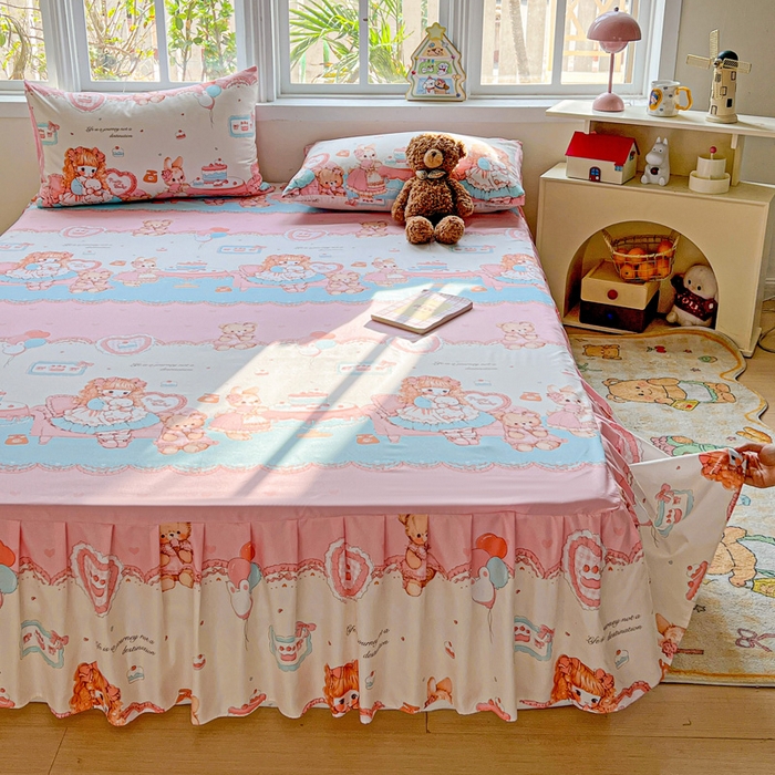 91家纺网 家纺一手货源 找家纺 极梦家纺（支持定制） 2025新款印花磨毛单床裙三件套（总链接一）心动女孩