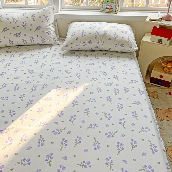 91家纺网 家纺一手货源 找家纺 极梦家纺（支持定制） 2025新款印花磨毛单床裙三件套（总链接一）紫郁香