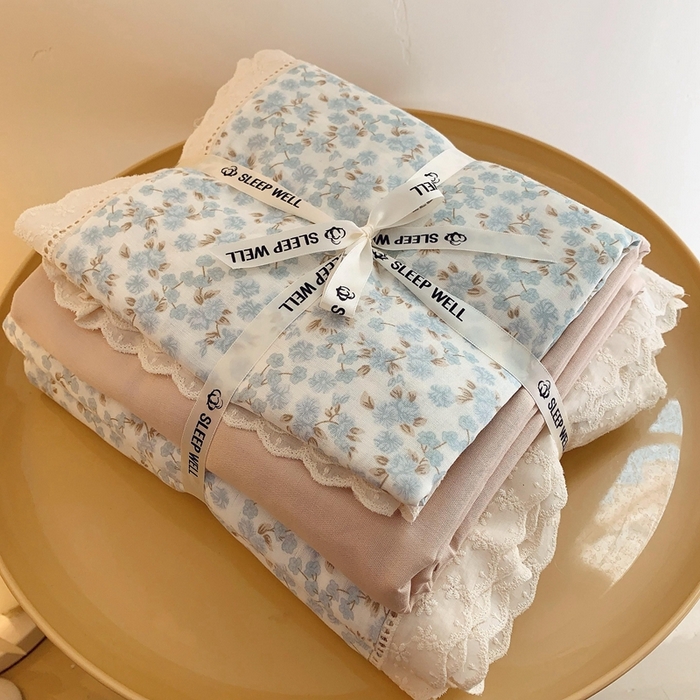 91家纺网 家纺一手货源 找家纺  奈萝家纺  2025新款全棉双层纱花边款四件套 叠拍（仅供参考）