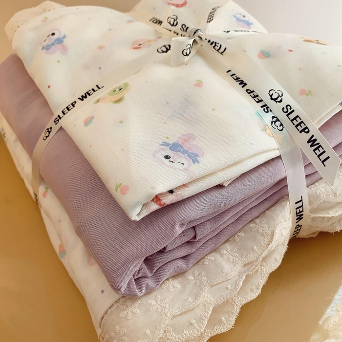 91家纺网 家纺一手货源 找家纺  奈萝家纺  2025新款全棉双层纱花边款四件套 叠拍（仅供参考）