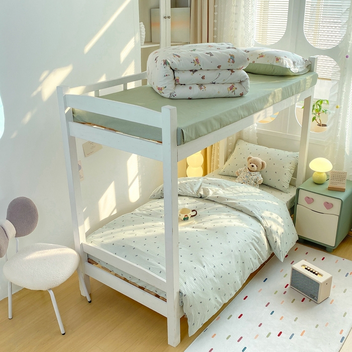 宅部落 2025新款全棉三件套纯棉学生宿舍上下铺六件套 蝶语-绿