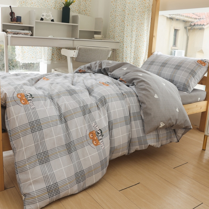 91家纺网 家纺一手货源 找家纺 宅部落 2025新款全棉三件套纯棉学生宿舍上下铺六件套 卡宾熊