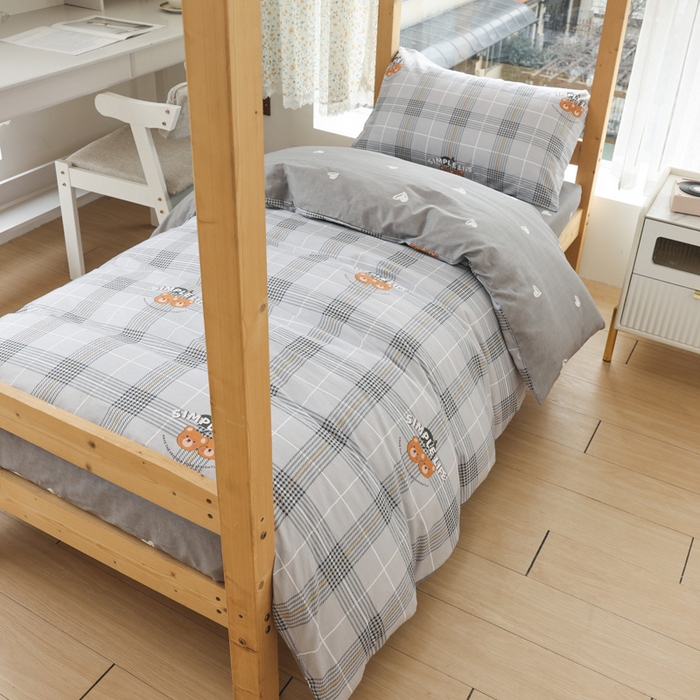 91家纺网 家纺一手货源 找家纺 宅部落 2025新款全棉三件套纯棉学生宿舍上下铺六件套 卡宾熊