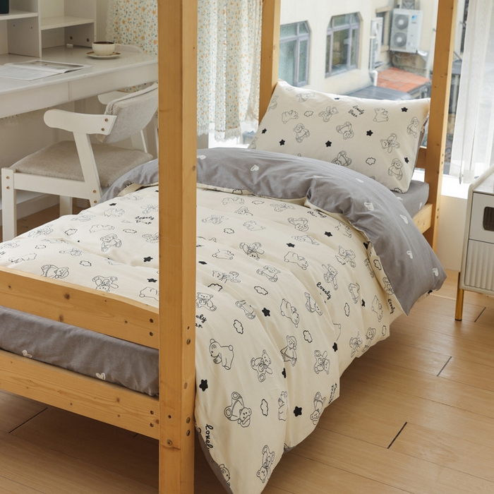 宅部落 2025新款全棉三件套纯棉学生宿舍上下铺六件套 可比熊