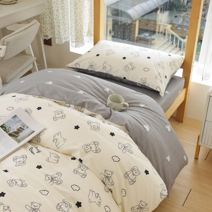 91家纺网 家纺一手货源 找家纺 宅部落 2025新款全棉三件套纯棉学生宿舍上下铺六件套 可比熊