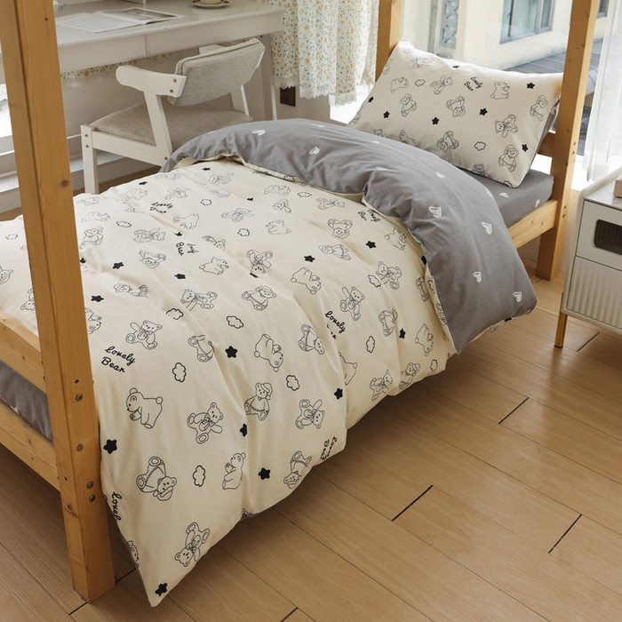 91家纺网 家纺一手货源 找家纺 宅部落 2025新款全棉三件套纯棉学生宿舍上下铺六件套 可比熊