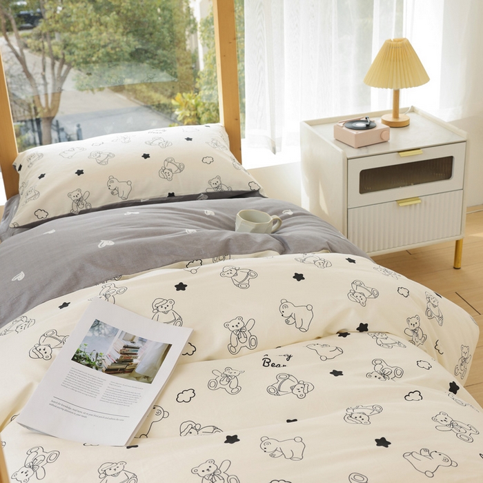 91家纺网 家纺一手货源 找家纺 宅部落 2025新款全棉三件套纯棉学生宿舍上下铺六件套 可比熊