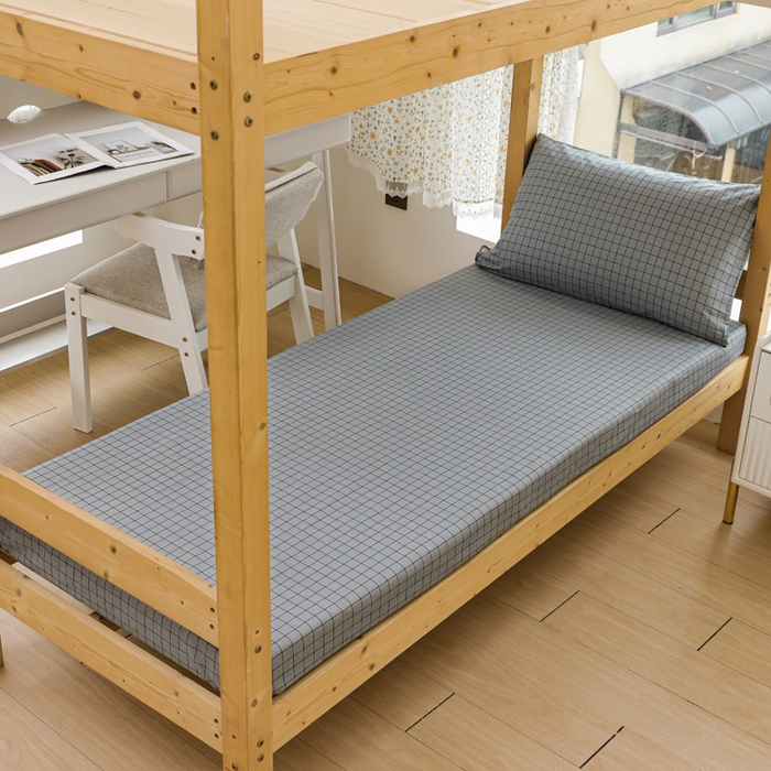 91家纺网 家纺一手货源 找家纺 宅部落 2025新款全棉三件套纯棉学生宿舍上下铺六件套 蓝小格