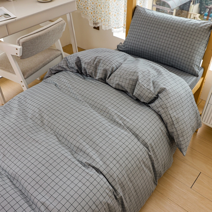 91家纺网 家纺一手货源 找家纺 宅部落 2025新款全棉三件套纯棉学生宿舍上下铺六件套 蓝小格