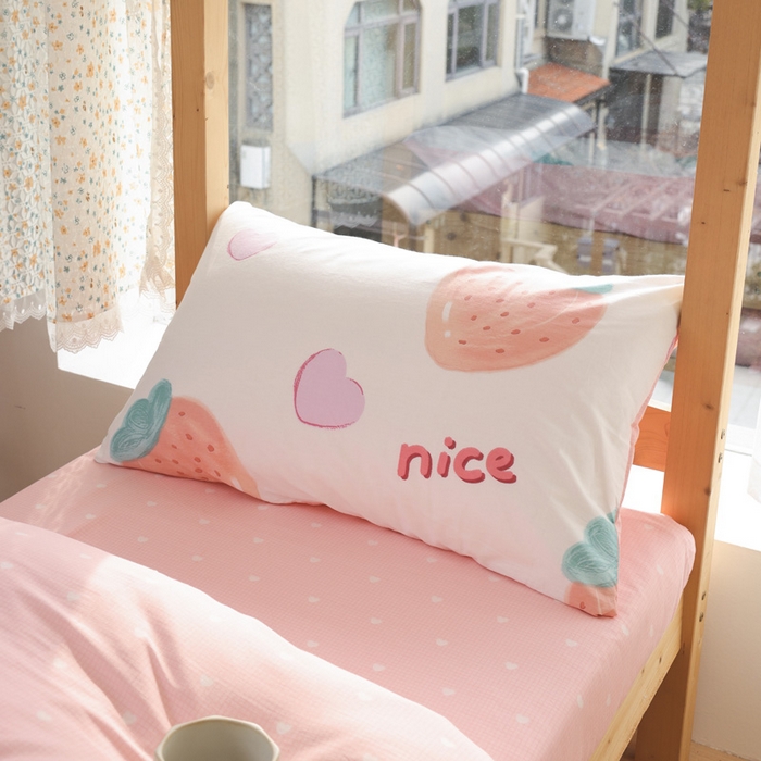 91家纺网 家纺一手货源 找家纺 宅部落 2025新款全棉三件套纯棉学生宿舍上下铺六件套 奈斯草莓